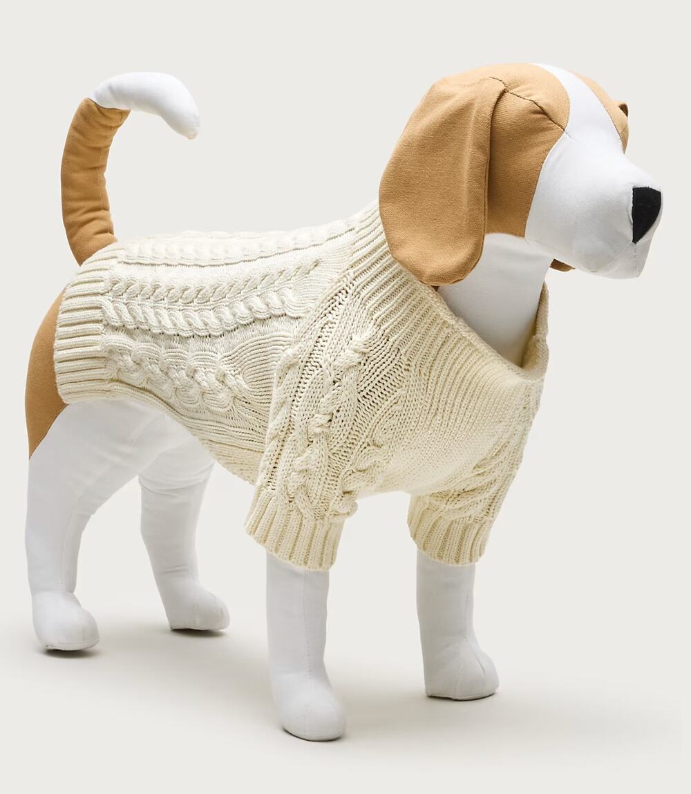 J Crew Limited Edition Rollneck Sweater for Dogs CW846 NWT White Cream Cable